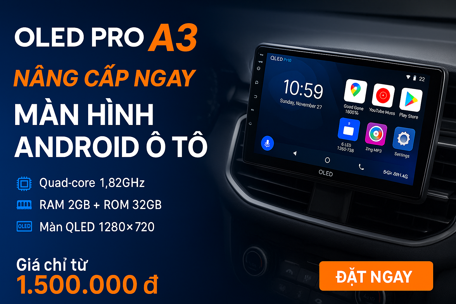 Màn hình ô tô Oled Pro giá chỉ 1,5 triệu