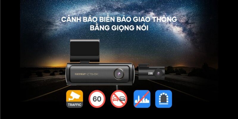 Camera hành trình Vietmap TS-5K cung cấp tính năng hỗ trợ lái xe an toàn